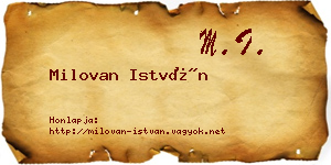 Milovan István névjegykártya